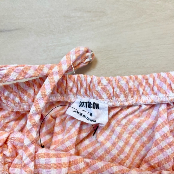 Women’s Cotton on gingham orange pink white crop top summer - Picture 2 of 4